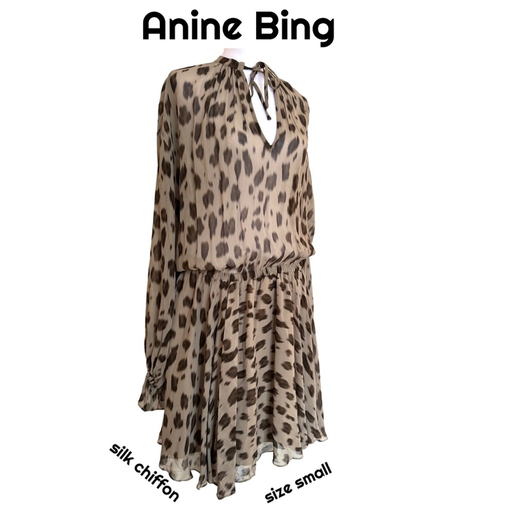 NWT Anine Bing Elliana Leopard-Printed Silk Dress